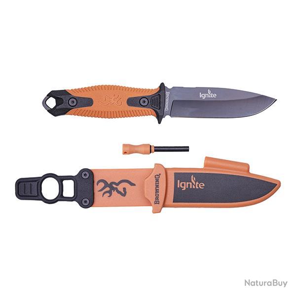 COUTEAU IGNITE FIXE NOIR/ORANGE