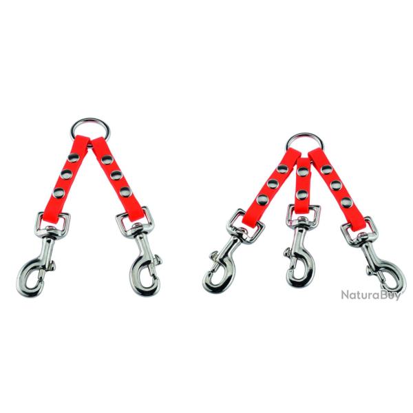 Coupleur double ou triple pour chiens - Helen Baud Orange, 20cm (L) x 1,3cm (l)