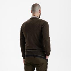 Deerhunter Kingston Knit with V-neck vert Melange Dark Elm, S
