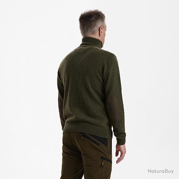 Deerhunter Sheffield Knit with zip-neck Cypress vert Melange, 2XL