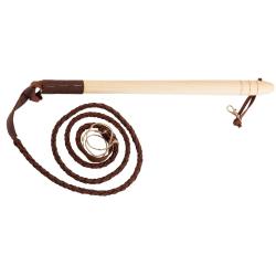 Fouet de chasse v&eacute;nerie manche bois, flotte cuir - Country