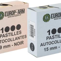Pastilles autocollantes noires diam. 15 ou 19 mm 1000, Noir, 19