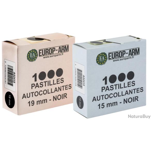 Pastilles autocollantes noires diam. 15 ou 19 mm 1000, Noir, 19