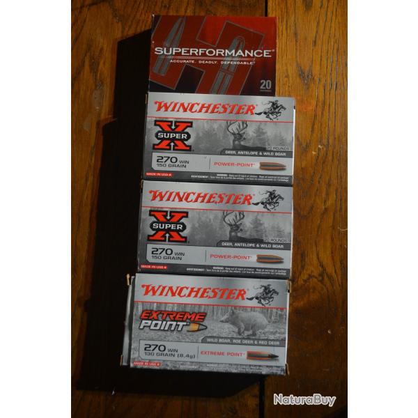Vends lot de balles neuves  calibre 270 Winchester.