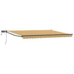 Store r&eacute;tractable manuel avec LEDs Jaune et Gris 5 x 3 m