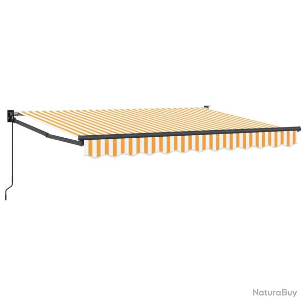 Auvent r�tractable manuel Jaune et blanc 3 x 2 m