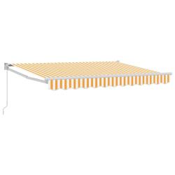 Auvent r&eacute;tractable manuel Jaune et blanc 3 x 2 m
