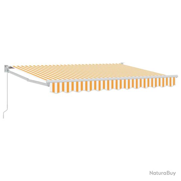 Auvent r�tractable manuel Jaune et blanc 3 x 2 m