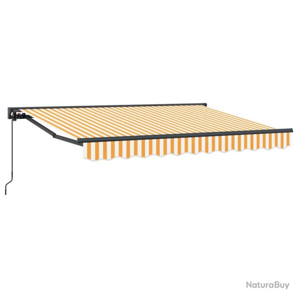 Auvent r�tractable manuel Jaune et blanc 3 x 2 m