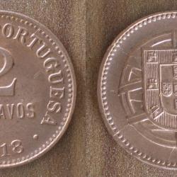 Portugal 2 Centavos 1918 Escudos Piece Embleme Europe Centavo Escudo