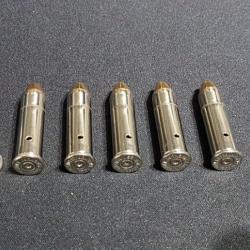6 Cartouches de 357 super magnum neutralis&eacute;e t&ecirc;te conique blind&eacute;e &eacute;tui nickel&eacute;