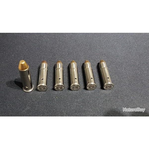6 Cartouches de 357 super magnum neutralis�e t�te conique blind�e �tui nickel�