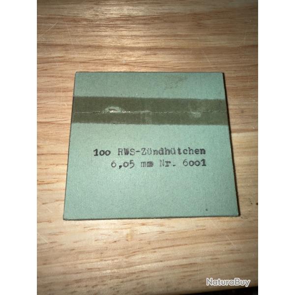 1 PT DE 100 AMORCES BERDAN RWS 6.05MM NR 6001