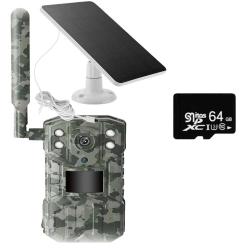 Cam&eacute;ra de Chasse Solaire 4G 4MP WiFi PIR Vision Nocturne IP66 D&eacute;tection Mouvement Surveillance 64 GO