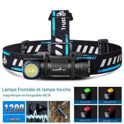 Lampe Led 1200lm Mc18 Frontale Aimant 18650 Usb Magn&eacute;tique Compacte TrustFire