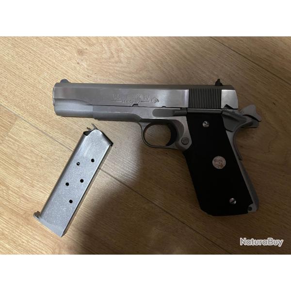 Colt 1911 Serie 80 Government Stainless calibre 45 ACP + matos de rechargement