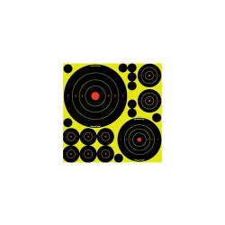 Birchwood Casey Lot de 5 cibles avec 10 bull's eye - Lot de 5 cibles de 10 bull's eye et 10 gommette