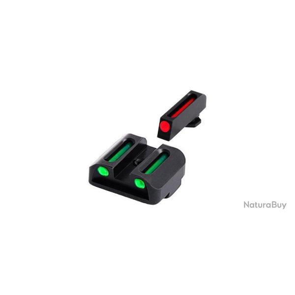 Truglo Hausse fixe et guidon Fibre Optique - Hausse fixe et guidon Fibre Optique - Pour Glock - Haut