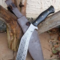 Grand Couteau Kukkri Gurkha Celtique Lame Acier Carbone 1055 Manche Micarta Etui Nylon Artisan