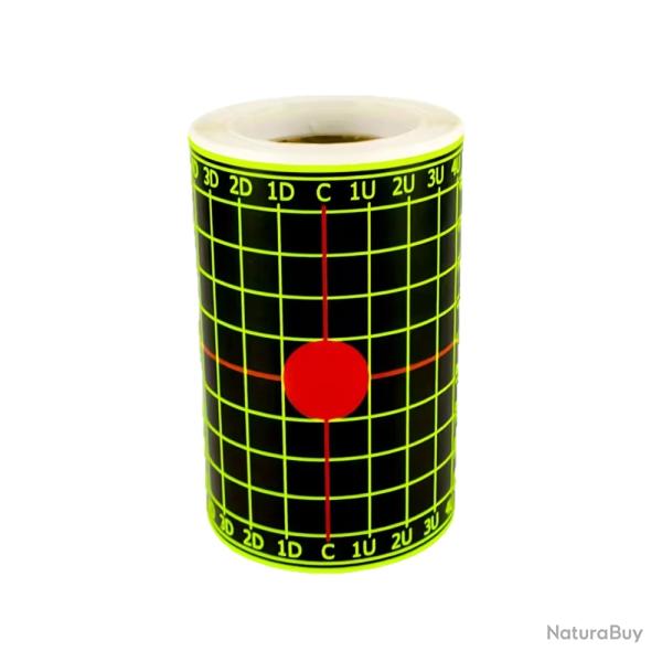 100 Cibles Carr�es R�actives 10,16 cm � Grille de R�glage Fluorescente