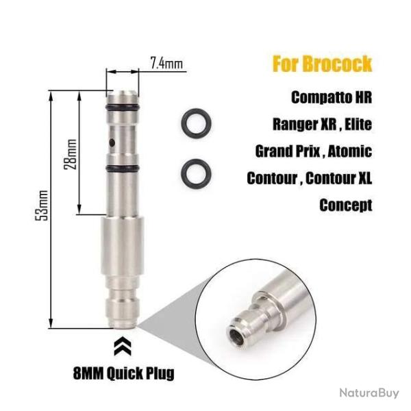 raccord de remplissage sonde de charge carabine PCP diam�tre 7.4mm pour carabine Brocock (H)