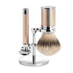Set 3 pi&egrave;ces Muhle Tradition s&eacute;curit&eacute; chrom&eacute;dor&eacute; rose pur argent&eacute;