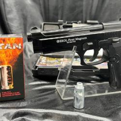 Pistolet FIRAT MAGNUM Noir- 9mm PAK + 50 Munitions balles &agrave; Blanc