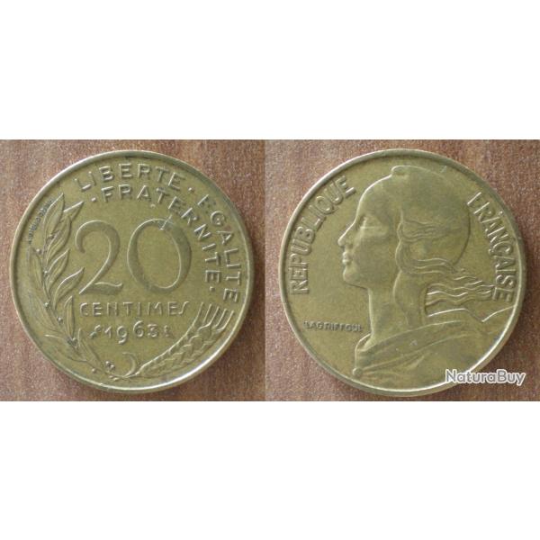 France 20 Centimes 1963 Lagriffoul Piece Franc Centime Francs