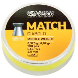 BOITE DE 500 DIABOLO MATCH YELLOW MEDIUM TETE PLATE JSB CAL.4.5 - 8.02gr
