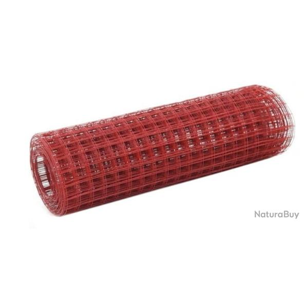Grillage acier PVC rouge 10x0,5 m mailles carr�es protection durable