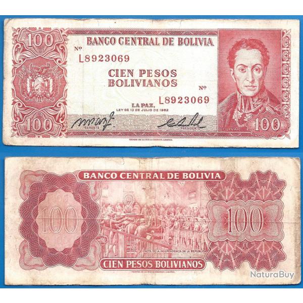 Bolivie 100 Pesos Bolivianos 1962 Serie L Peso Boliviano Bolivia Amerique Sud Billet