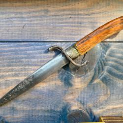 ancien" couteau" stylet dague chasse XIX bois de cerf cornillon
