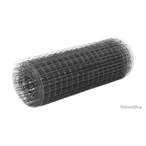 Grillage acier PVC gris 10x0,5 m mailles carr�es protection durable