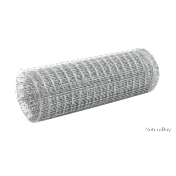 Grillage acier PVC argent� 10x0,5 m mailles carr�es protection durable