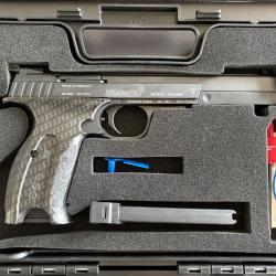 H&auml;mmerli X-ESSE SF Black Carbon 5,9" .22 LR � TBE achat 04/2024 � Steel Frame pr&eacute;cision ISSF