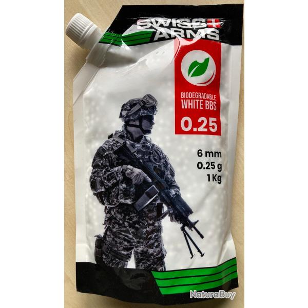 BILLES BIO SWISS ARMS 0.25G BLANCHES EN SACHET DE 1KG
