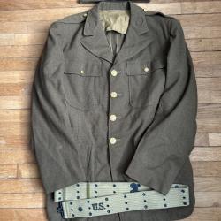 VESTE AM&Eacute;RICAINE 1943 + CEINTURON US 1942 + CALOT OFFICIER 1944