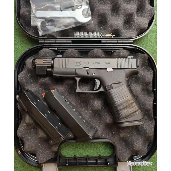Pistolet GLOCK 43X - Cal. 9x19 + Canon filet� FAXON, compensateur TYRANT (Occasion)