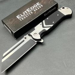 Couteau Elitedge Butcher Ouverture Assist&eacute;e Lame Acier 420C Manche Acier/G10 Linerlock Clip