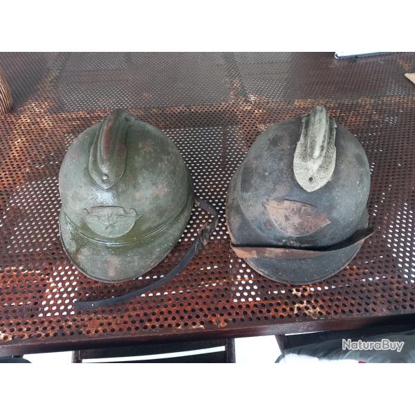 2 casques Adrian WWI Aviation