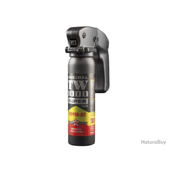 Bombe de d�fense Gel Poivre TW1000 Super 100 Pepper jet 100 ml poign�e