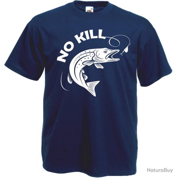 T-SHIRT NO KILL Brochet - p�che carnassier leurre - rel�cher catch and release - id�e cadeau p�cheur