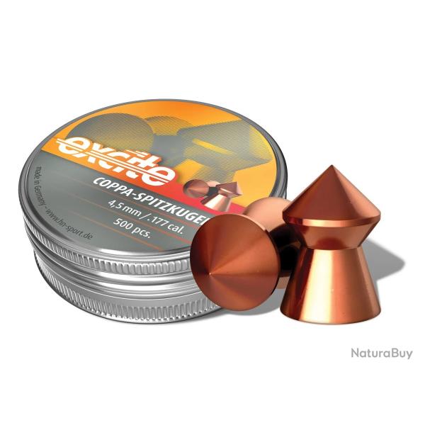BOITE DE 500 PLOMBS POINTUS CUIVREES H&N EXCITE COPPA SPITZKUGEL 4,5 MM