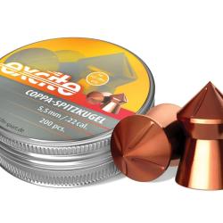 BOITE DE 200 PLOMBS POINTUS CUIVREES H&N EXCITE COPPA SPITZKUGEL 5,5 MM