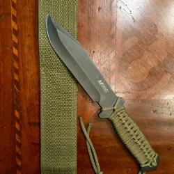 Couteau de Survie Guide Jungle MTech Combat Knife Lame Acier 440 Manche Paracorde Etui Nylon