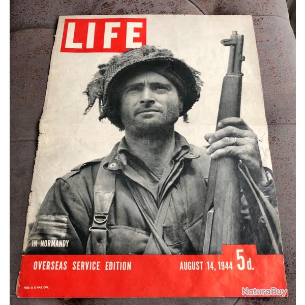 couverture Revue magazine LIFE 14 aout 1944 Kelso Horne Normandie ORIGINAL US WW2
