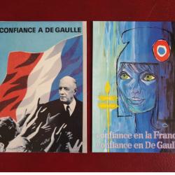 Lot de 2 cartes postales reproduction d'affiches De Gaulle &eacute;lections