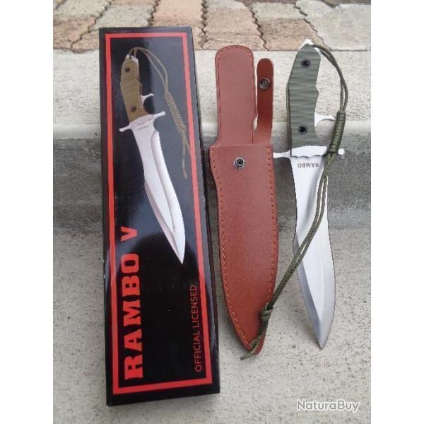 RAFCAT - Couteau Rambo 5 Last Blood Lame Acier Inox Manche Polym�re Etui Cuir NON NUMEROT� Rambo V