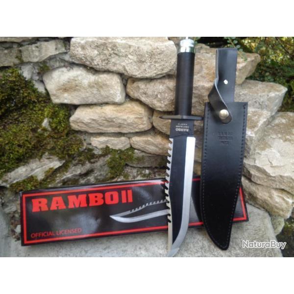 Poignard Rambo II First Blood Kit de Survie Acier Inox Manche Paracorde Etui Cuir NON NUMEROT� 01