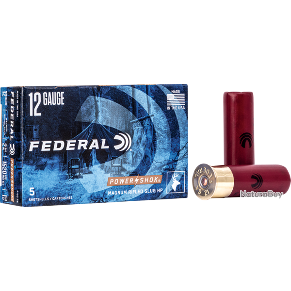 Balles Federal Power-Shok Rifled Slug Calibre 12/76 36G Pointe Creuse